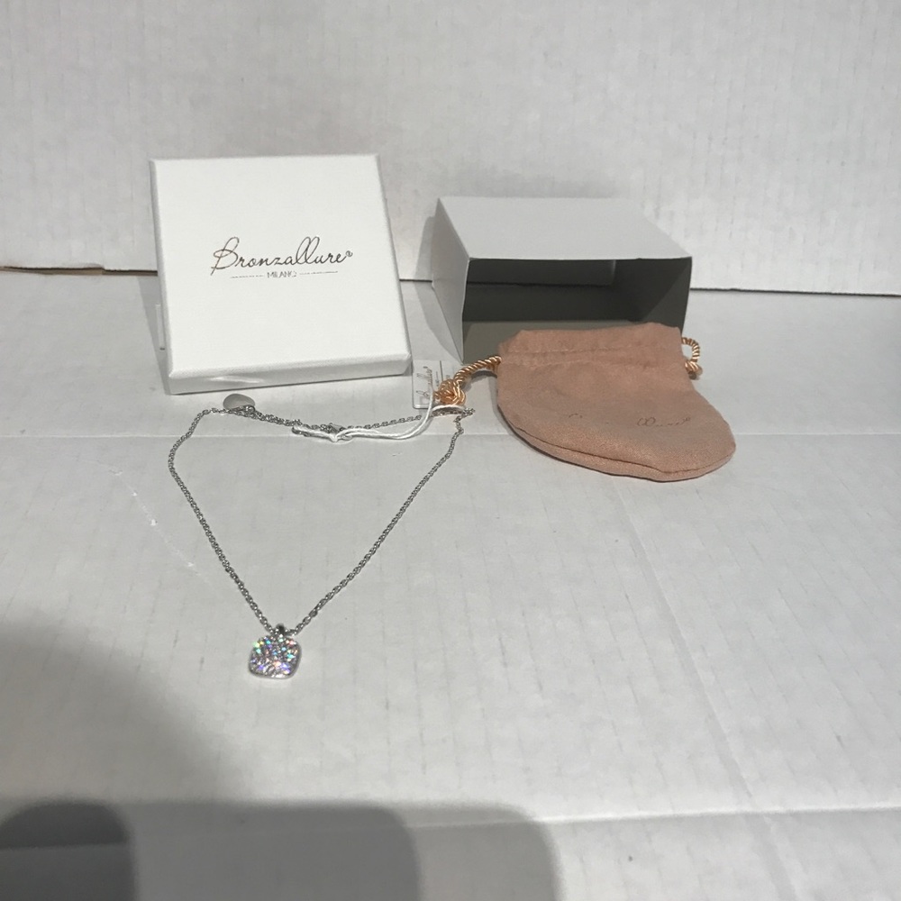 Squared pave pendants necklace Luna